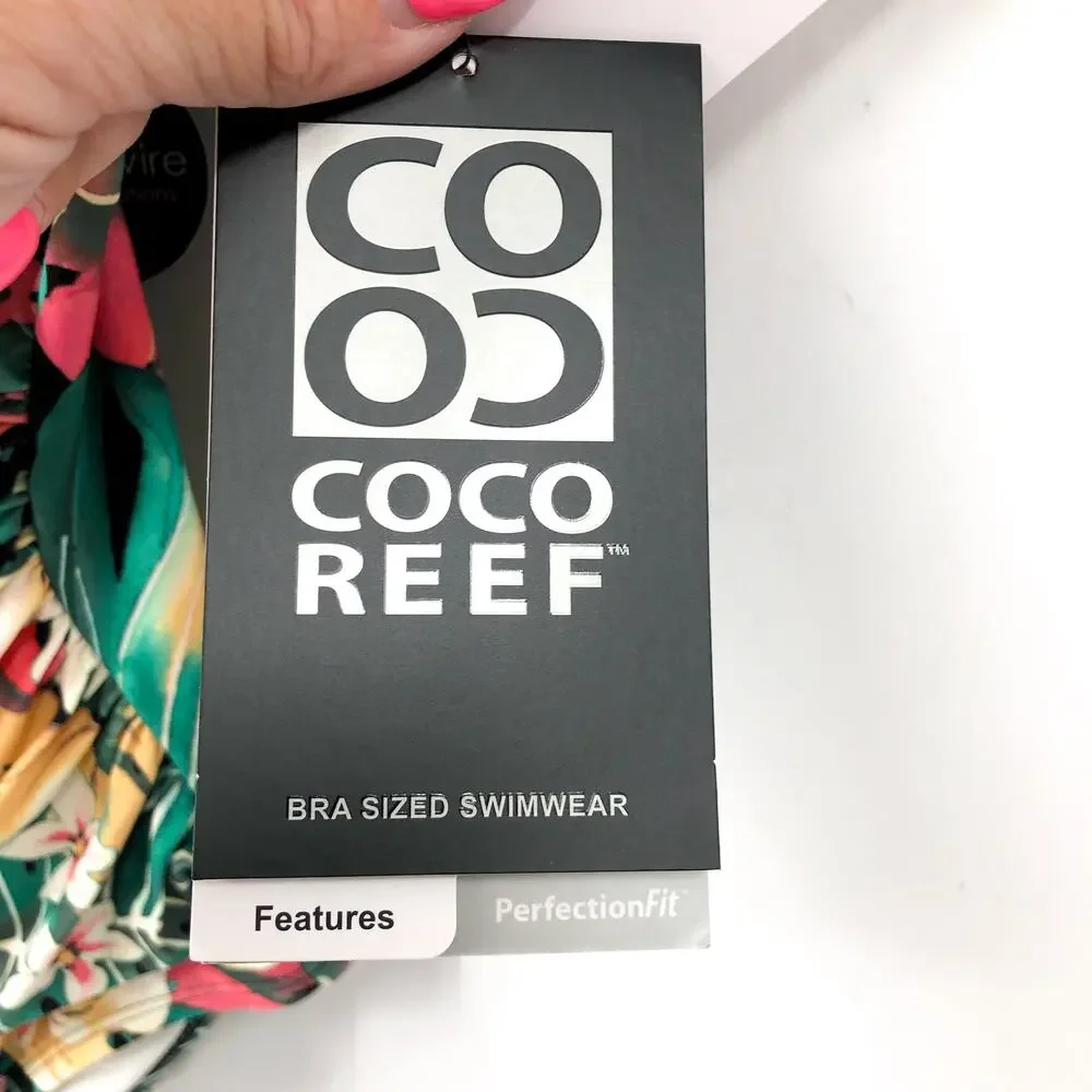 COCO REEF Enrapture One Piece 34DD Green Passion Flower Bra Sized Underwire NWT - Picture 9 of 13